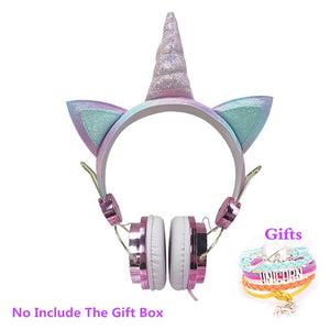 Funny Kids Headset Colorful Diamond Unicorn Headphones Music  Christmas Gifts